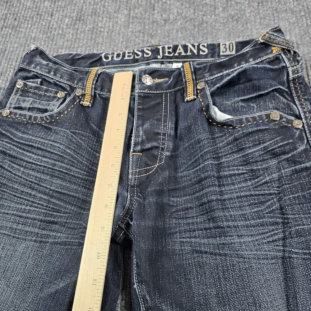 Guess Jeans Mens 30 Blue‎ Medium Wash Rebel Regular Straight Denim Distressed - Picture 13 of 16